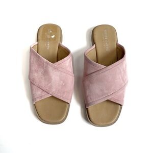 Sister X Sœur Pink Suede Criss Cross Slides Sz 37